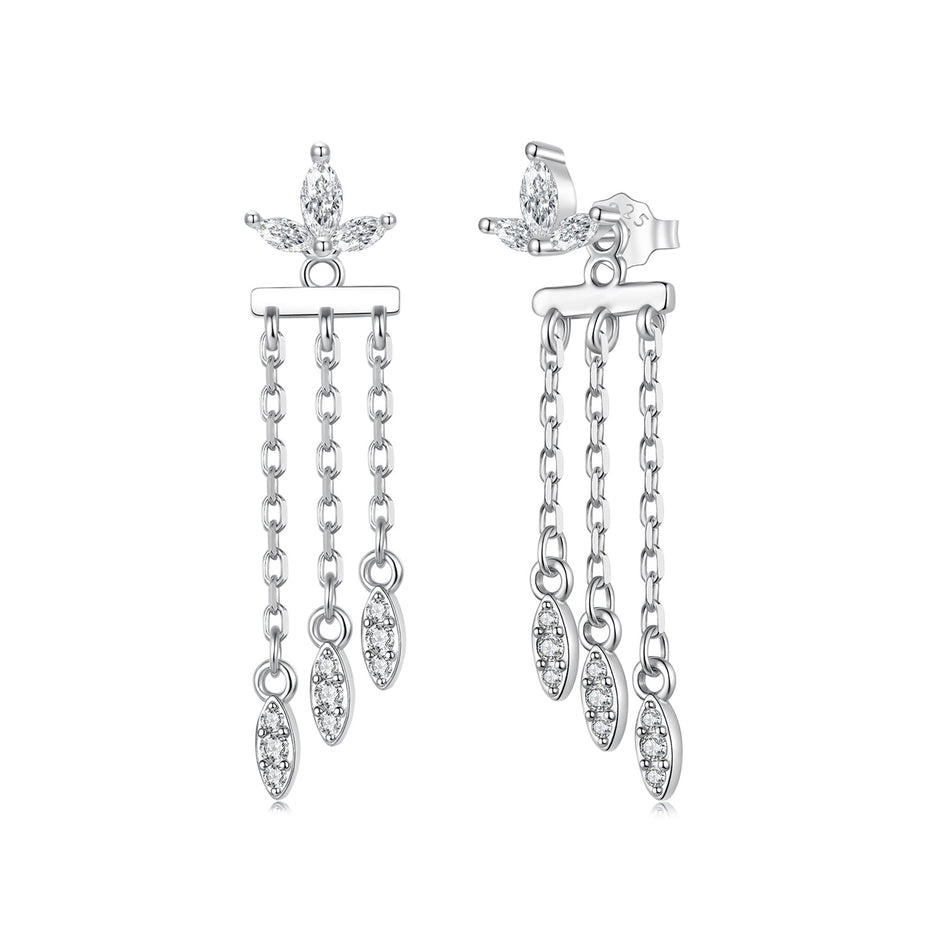 925 Sterling Silver Earrings with White Gold Plating and CZ