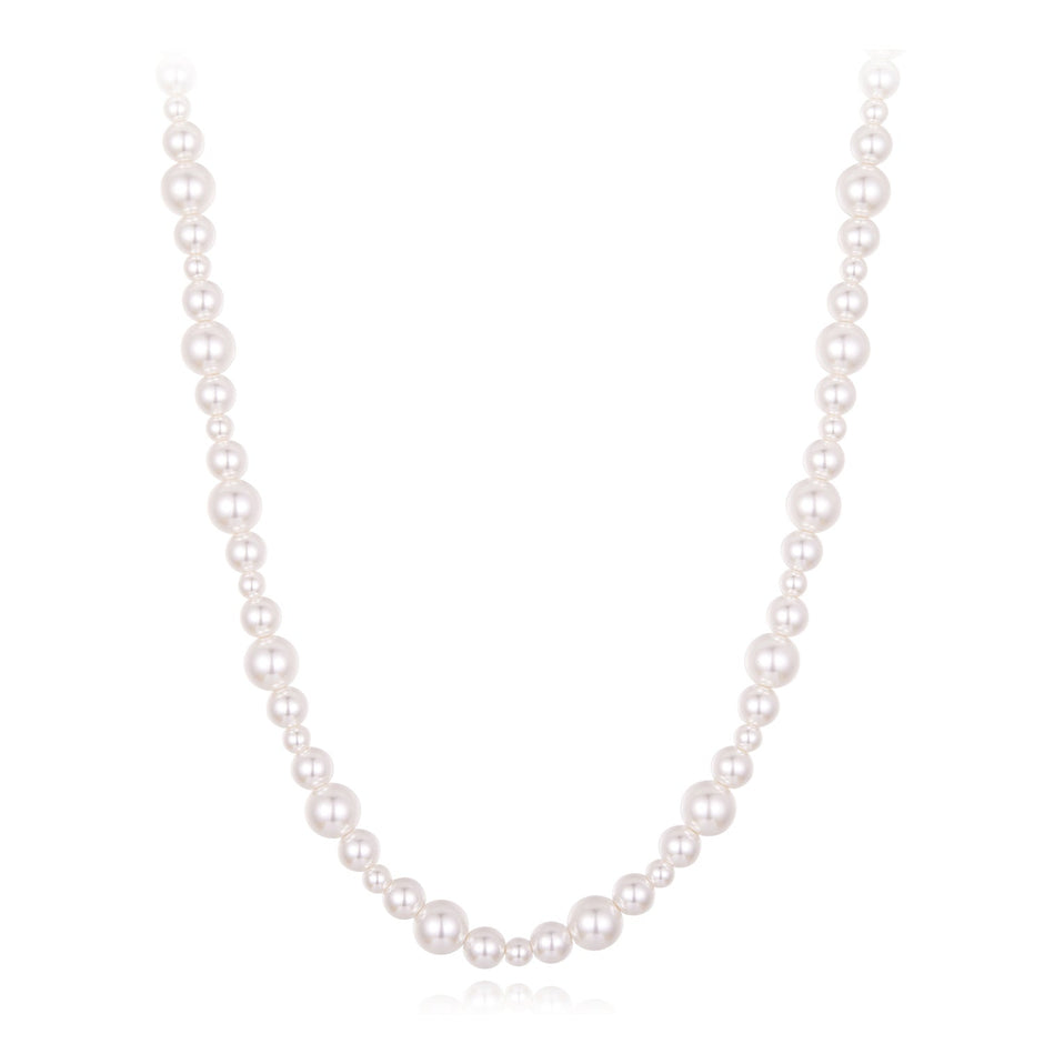 925 Sterling Silver White Gold Plated Necklace with Synthetic Pearls for Women