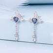 925 Sterling Silver Earrings with CZ and Glass, 24x13mm for Women
