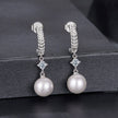 925 Sterling Silver Moissanite and Synthetic Pearl Earrings for Women