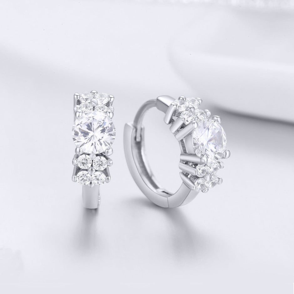 925 Sterling Silver Earrings with Pavé Setting and CZ Stone for Women