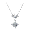 925 Sterling Silver Moissanite Pendant Necklace with Pavé Setting in White Gold - 40+5cm for Women