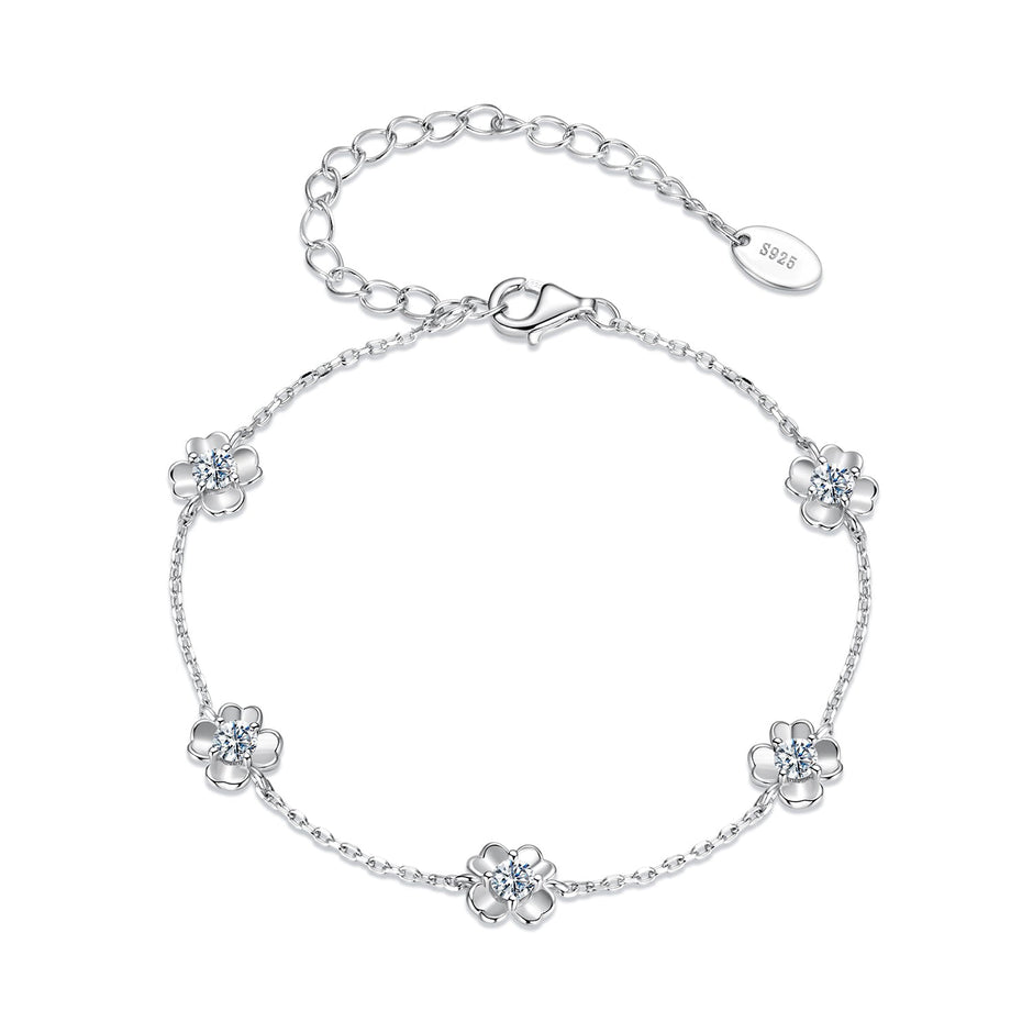925 Sterling Silver 0.1 Carat Moissanite Bracelet for Women