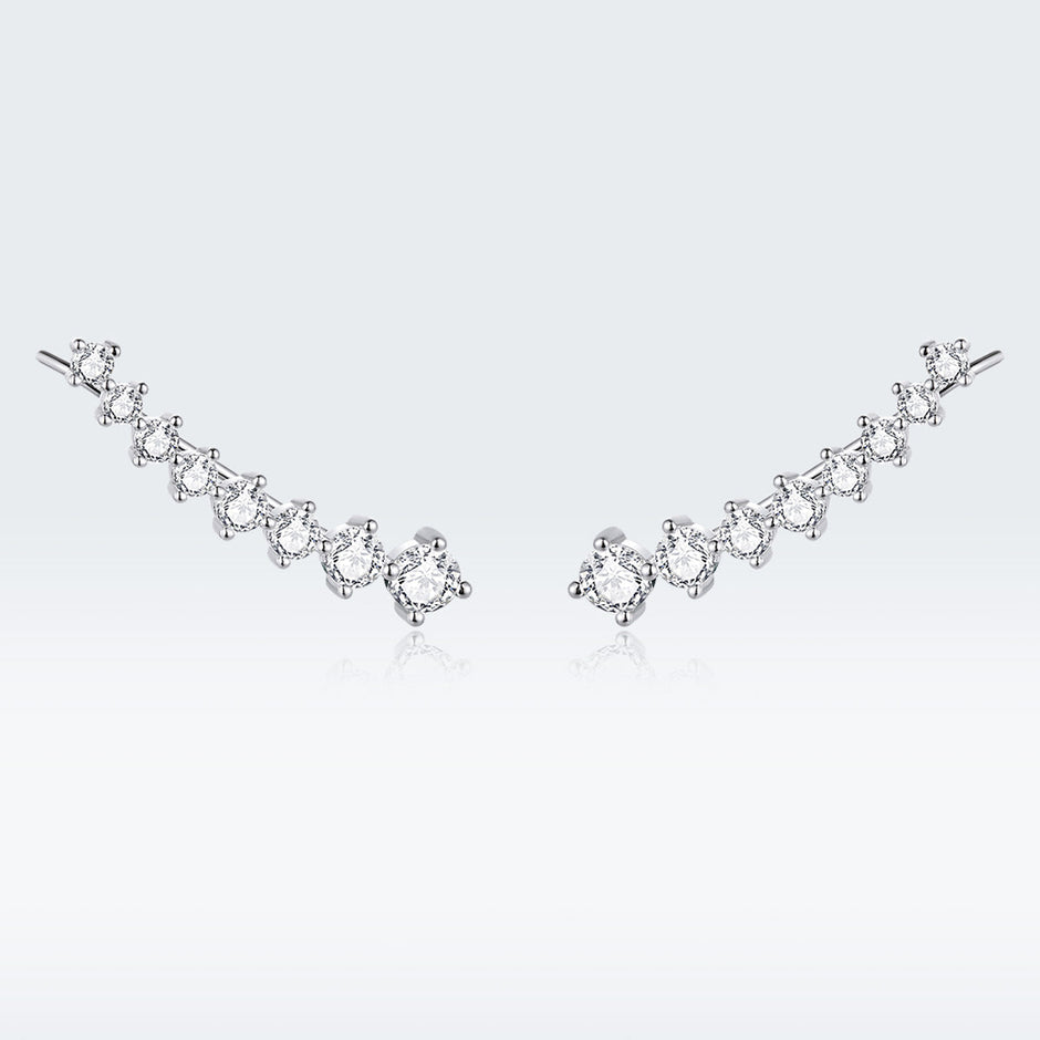 925 Sterling Silver Earrings with Pavé Setting CZ - 2.9*0.7cm