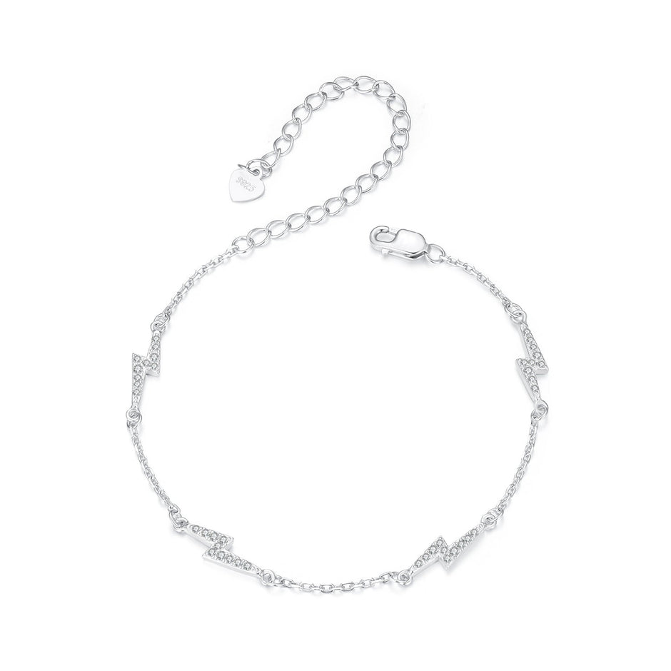 925 Sterling Silver Pave Setting CZ Bracelet with White Gold Plating