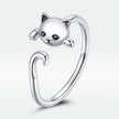 925 Sterling Silver Oxidized Cat Ring with CZ for Women, 0.6x1cm
