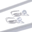 S925 Sterling Silver Earrings 2.6x0.8cm Plated Platinum with Pavé Setting CZ for Women