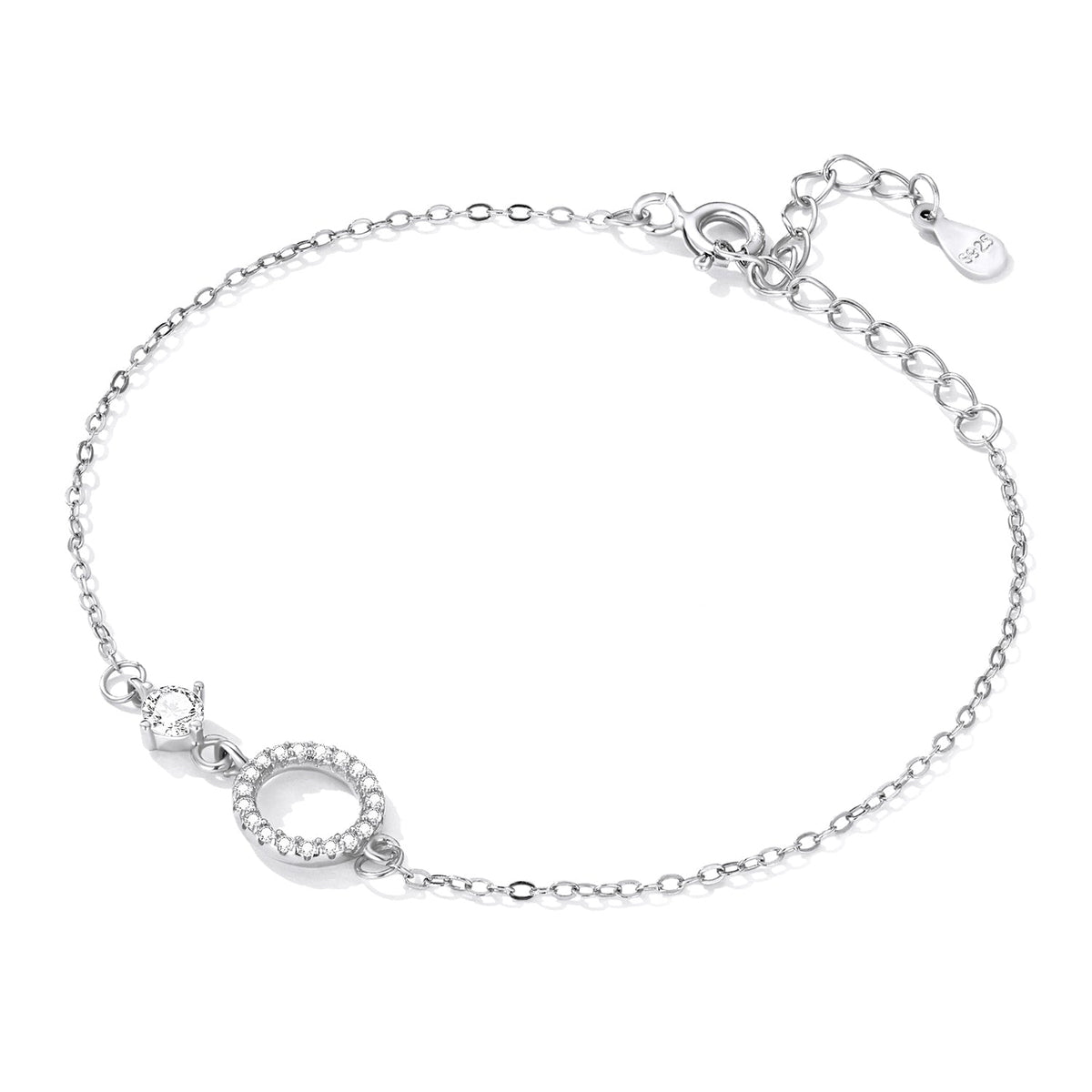 925 Sterling Silver Adjustable Bracelet with Pavé Set CZ for Women