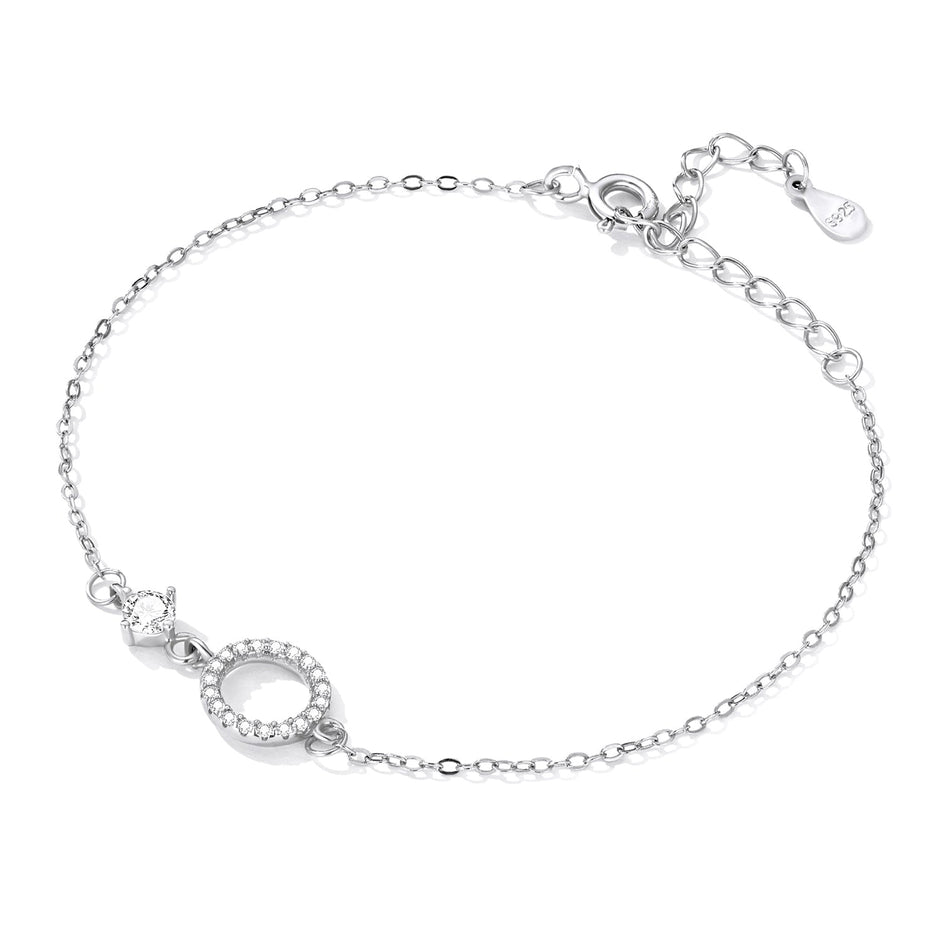 925 Sterling Silver Adjustable Bracelet with Pavé Set CZ for Women