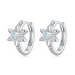 925 Sterling Silver Earrings with Transparent Glass and White Gold Plating