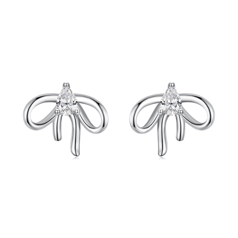 925 Sterling Silver Earrings with Pavé Setting & Oxidized Finish
