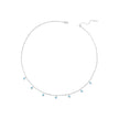 925 Sterling Silver Necklace with Synthetic Turquoise in White Gold, Adjustable 450mm for Women