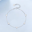 925 Sterling Silver Plated White Gold 17+3.5cm Heart-Shaped Bracelet for Women