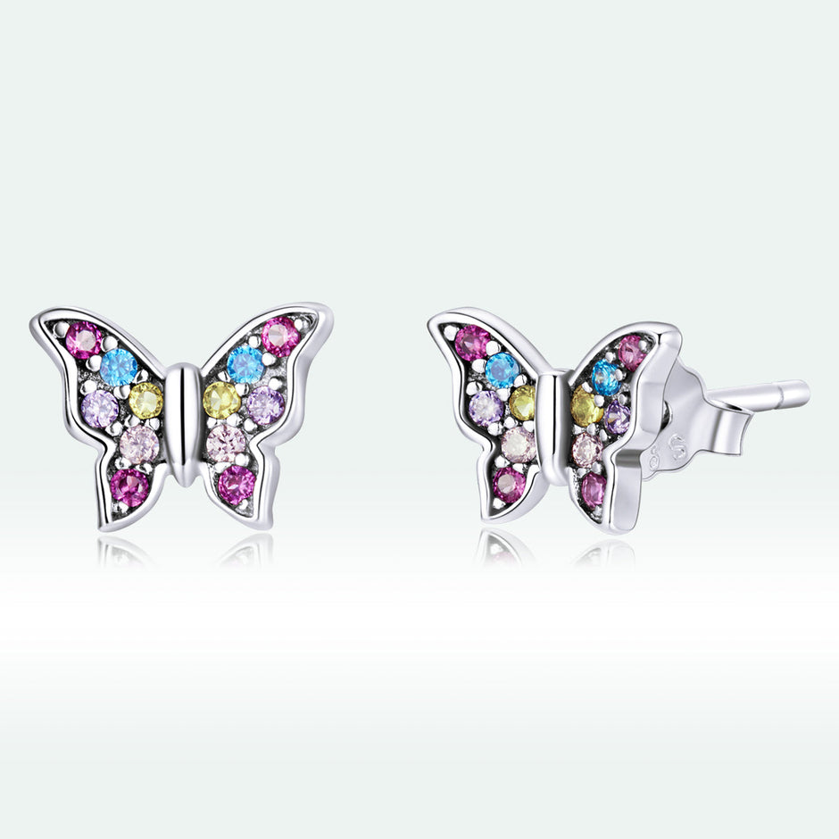 925 Sterling Silver Earrings with Pavé Setting CZ and Oxidized Silver