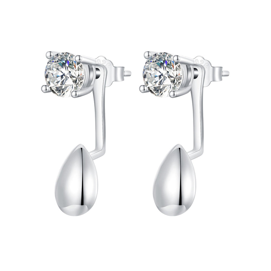 925 Sterling Silver Plated White Gold Earrings with Pavé Setting CZ