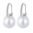 925 Sterling Silver Earrings with Quality Shell Pearl and CZ, 21*11mm, for Women