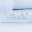 925 Sterling Silver Earrings with Plated Platinum and Pavé Setting CZ, 1.5x2.2cm for Women
