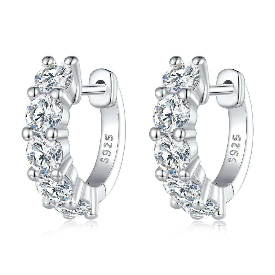 S925 Sterling Silver Moissanite Earrings, 1.3cm, Platinum Plated, for Women