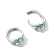 925 Sterling Silver Enamel Oxidized Silver Earrings for Women, 1.2*0.5cm