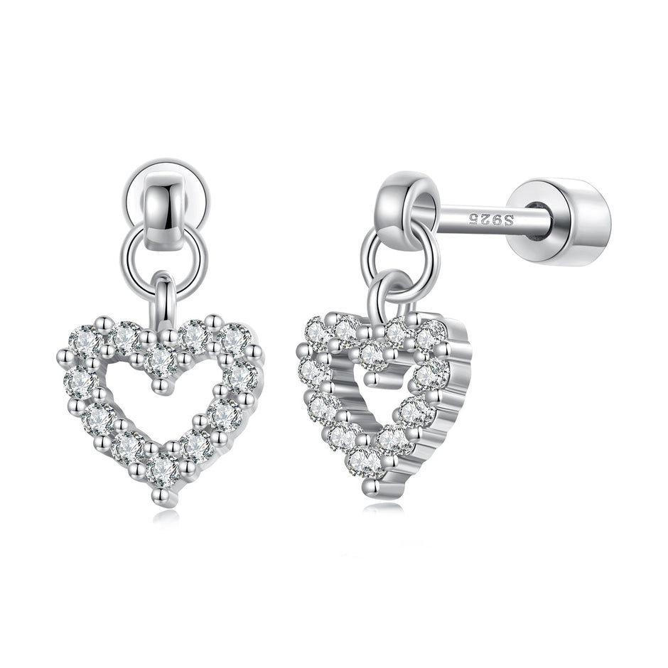 925 Sterling Silver White Gold Plated Pavé CZ Earrings