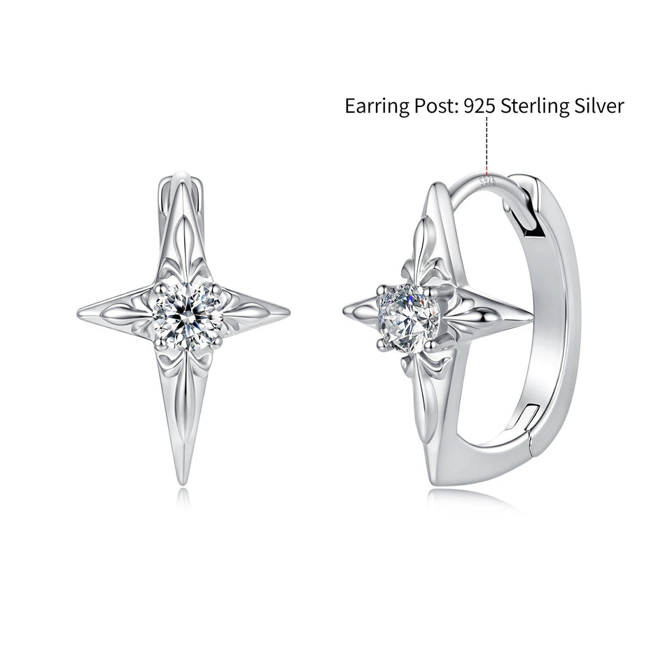 925 Sterling Silver White Gold Plated CZ Pavé 1.5 x 1.0 cm Hoop Earrings for Women