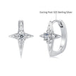 925 Sterling Silver White Gold Plated CZ Pavé 1.5 x 1.0 cm Hoop Earrings for Women