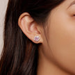 925 Sterling Silver Earrings with Pavé Setting CZ and Transparent Glass for Women