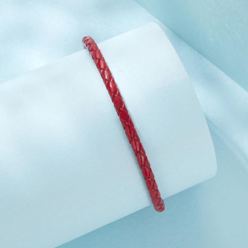 925 Sterling Silver Leather Rope Bracelet 17cm - Oxidized Silver for Women