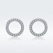 925 Sterling Silver Oxidized Pavé Setting CZ Earrings 1.1cm for Women
