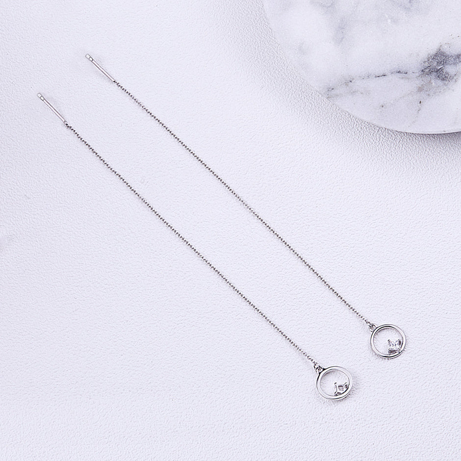 925 Sterling Silver Plated Platinum Pavé Setting CZ Earrings for Women