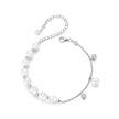 925 Sterling Silver 15+6cm White Gold Plated Bracelet with Quality Shell Pearl & CZ for Women