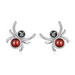 925 Sterling Silver Earrings with Pavé Setting CZ and Transparent Glass
