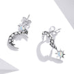 925 Sterling Silver Earrings with Translucent Opal and CZ in Oxidized Finish