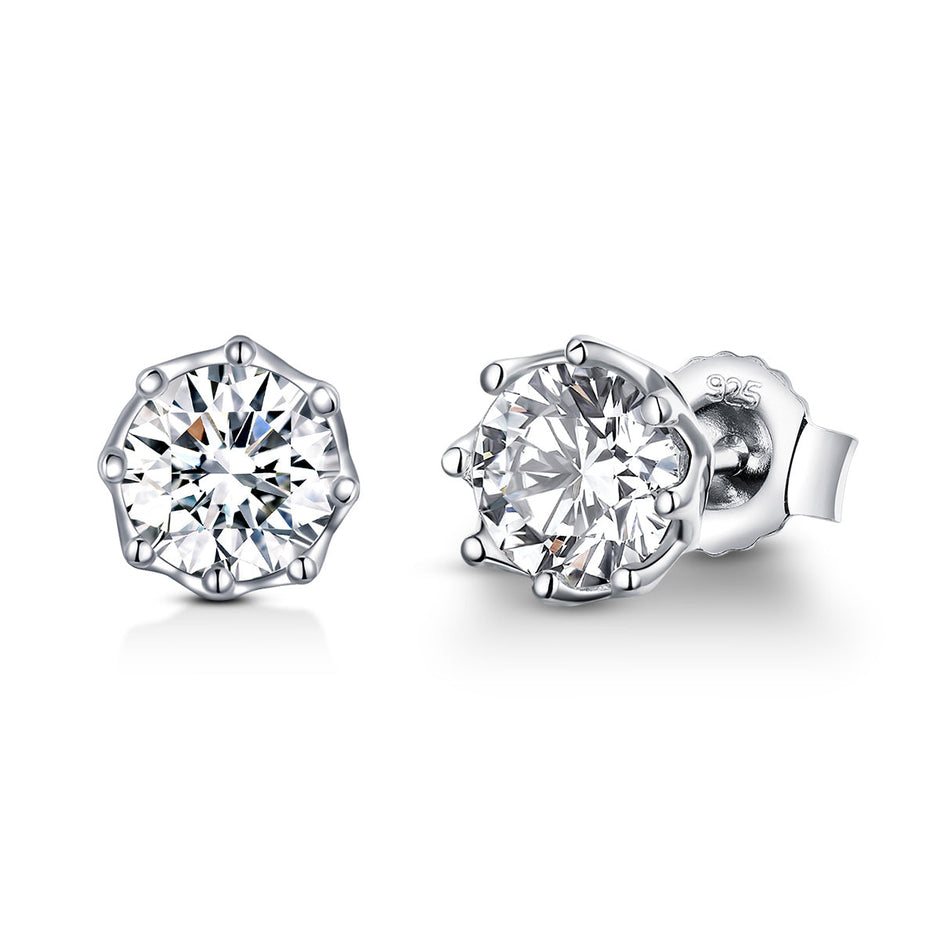 925 Sterling Silver Plated Platinum 0.6cm CZ Earrings