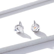 925 Sterling Silver Earrings with Pavé Setting CZ, Size 0.6*0.7cm, for Women