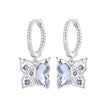 925 Sterling Silver Earrings with Pavé Setting CZ and Transparent Glass for Women