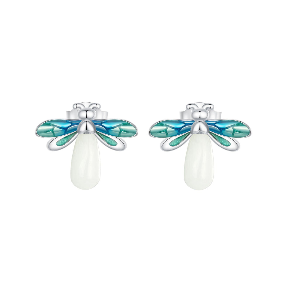 925 Sterling Silver Earrings with Luminous Stone in 10x12mm