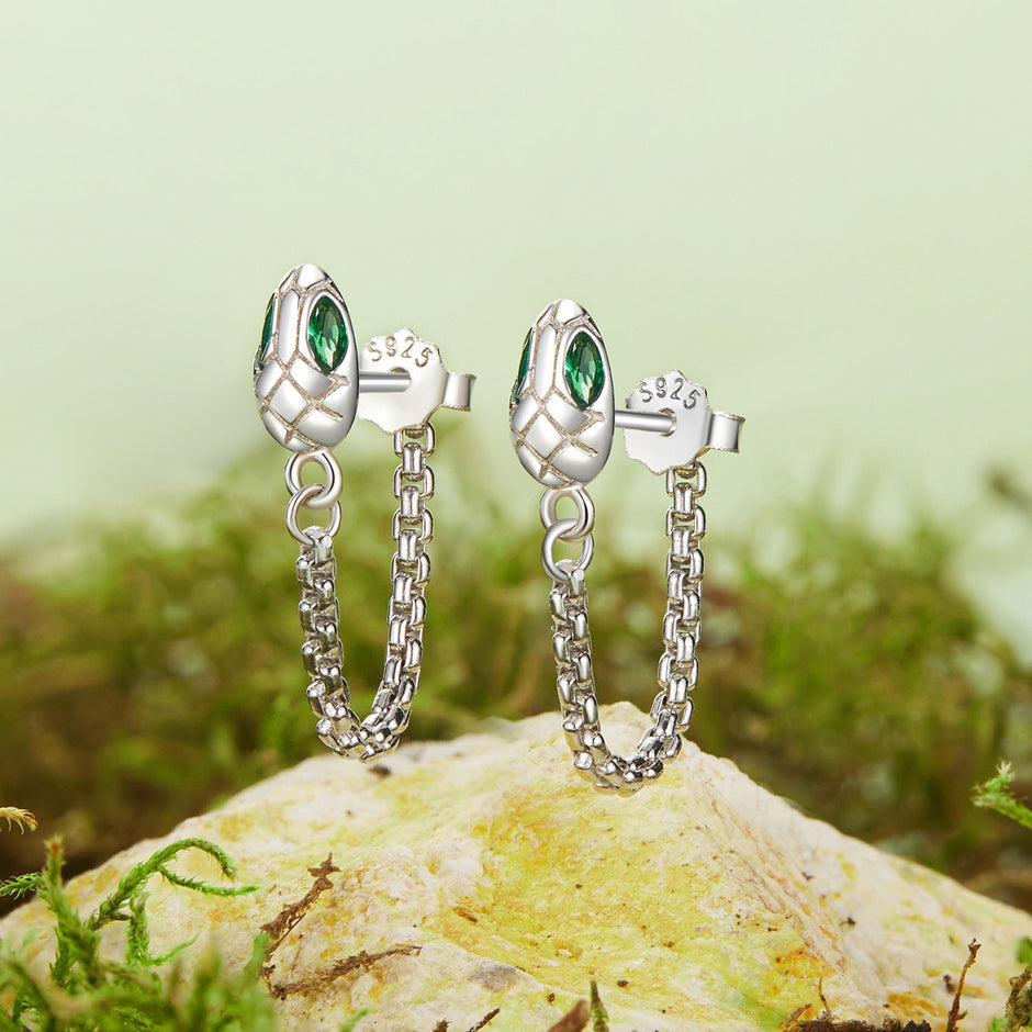 925 Sterling Silver Earrings with CZ in White Gold Plating
