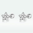 925 Sterling Silver Earrings with Pavé Setting CZ and Platinum Plating - 0.5cm for Women