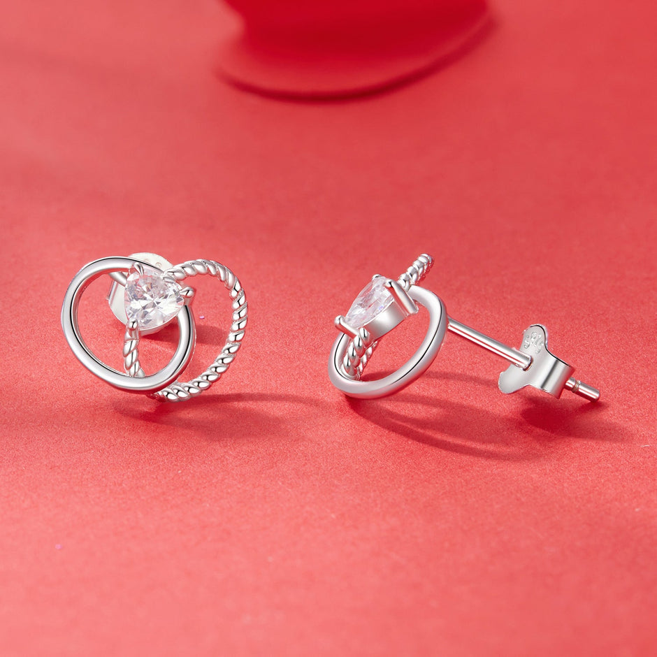 925 Sterling Silver White Gold Plated Pavé Setting CZ Earrings