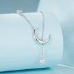 925 Sterling Silver Pavé Setting CZ Moon Necklace for Women