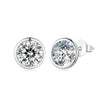925 Sterling Silver Earrings with Pavé Setting CZ, 7mm, Plated Platinum for Women
