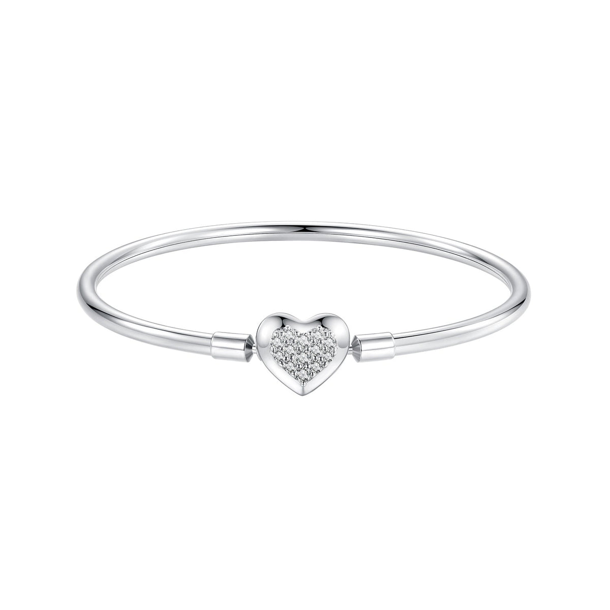 925 Sterling Silver White Gold Plated CZ Bracelet for Women - Size 17.0