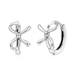 925 Sterling Silver White Gold Plated 1.1 x 0.85 cm Hoop Earrings for Women