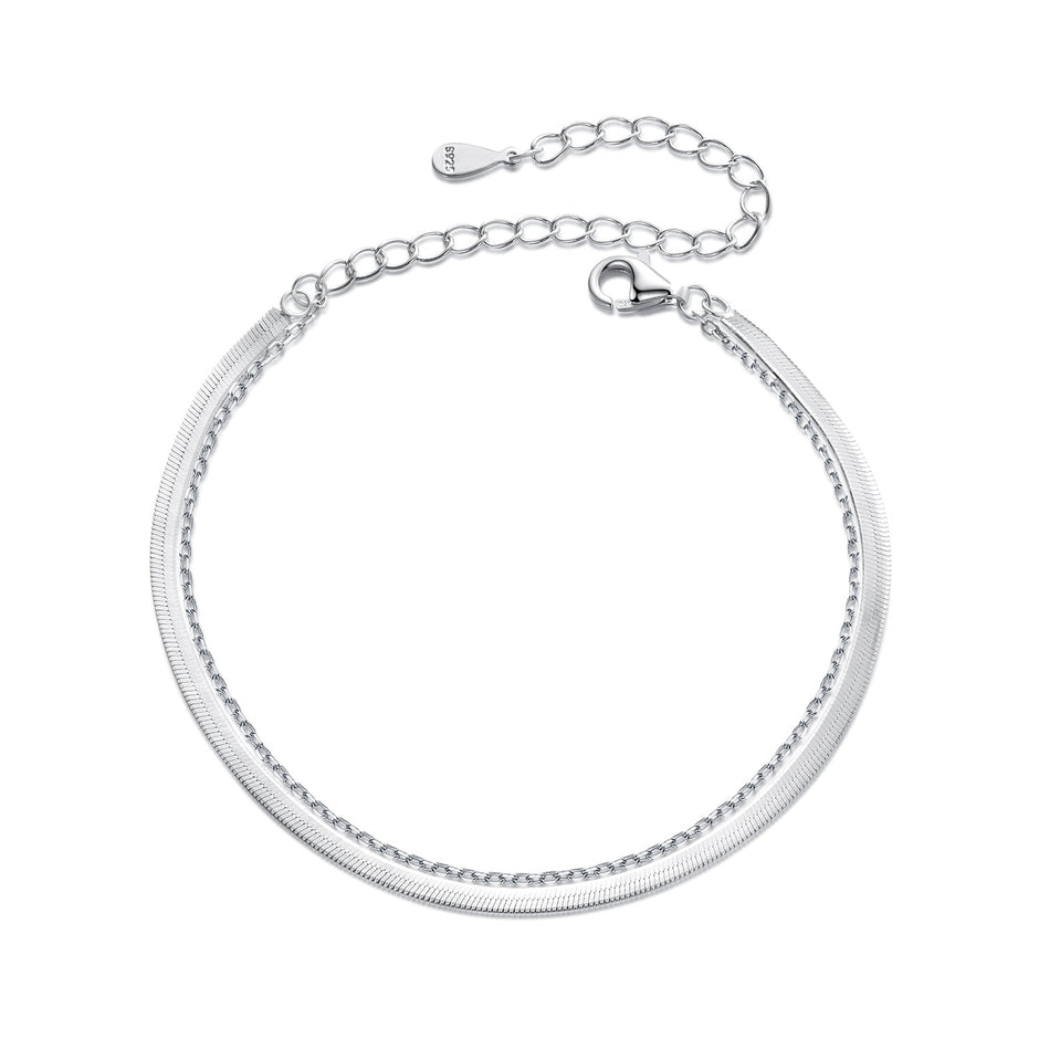 925 Sterling Silver 15+6cm White Gold Plated Bracelet for Women