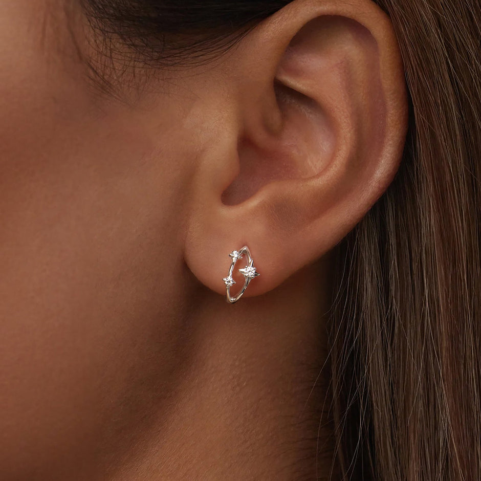 925 Sterling Silver Earrings with Pavé Setting CZ in White Gold for Women