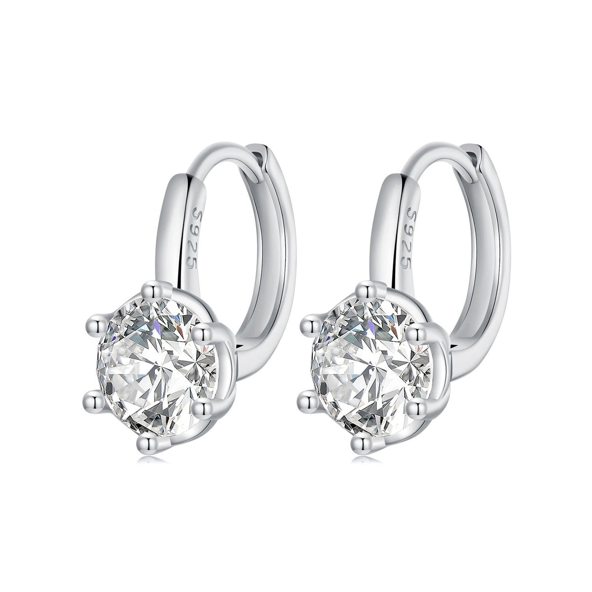 925 Sterling Silver Earrings with CZ and Platinum Plating, Size 13*7mm for Women