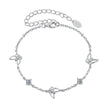 925 Sterling Silver White Gold Plated Bracelet with Moissanite, 15+6cm, for Women