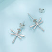 925 Sterling Silver Earrings with Pavé Setting CZ and Transparent Glass
