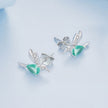 925 Sterling Silver Transparent Glass Earrings with CZ for Women
